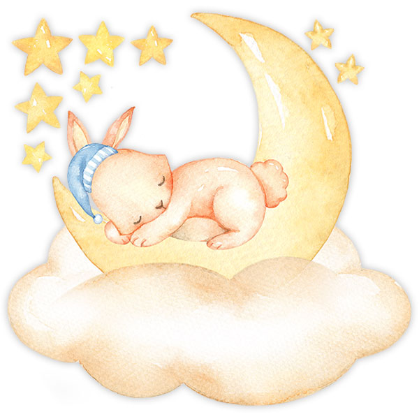 Stickers for Kids: Rabbit sleeps on moon
