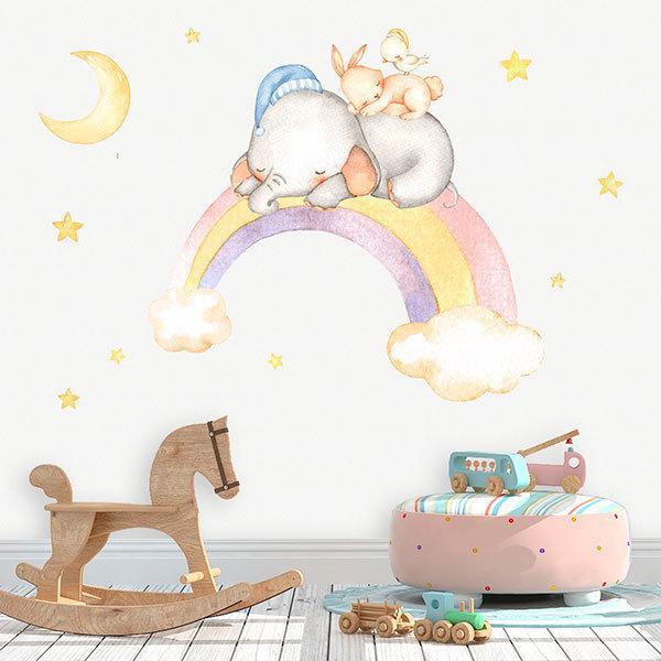 Stickers for Kids: Animals sleep in the rainbow