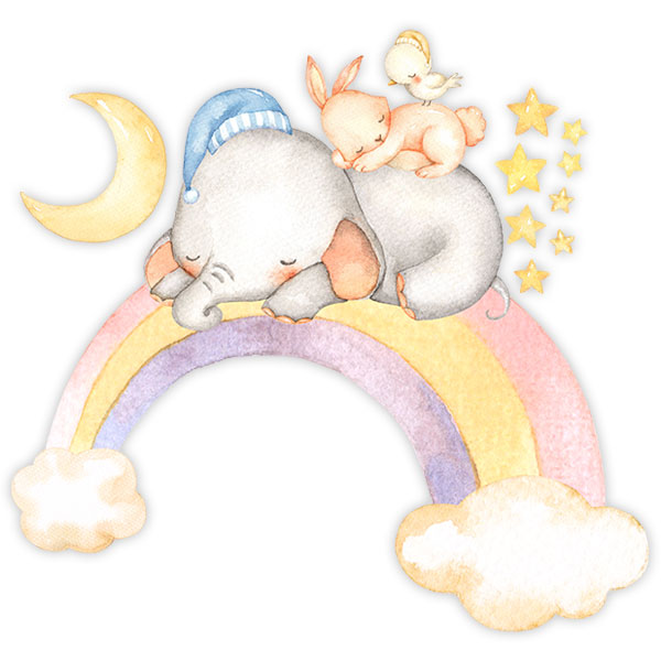 Stickers for Kids: Animals sleep in the rainbow