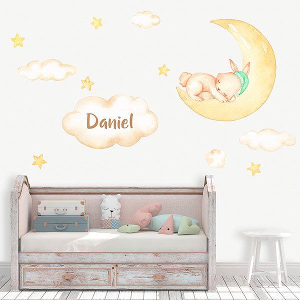 Stickers for Kids: Rabbit moon personalized