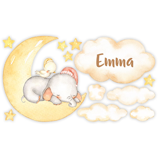 Stickers for Kids: Elephant in personalized moon
