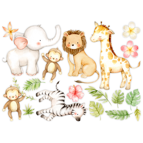Stickers for Kids: Watercolor jungle animals kit