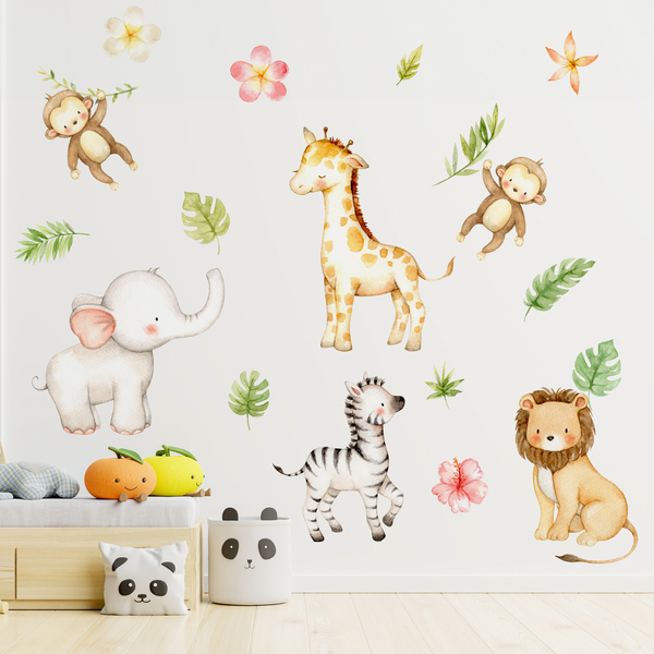 Stickers for Kids: Watercolor jungle animals kit