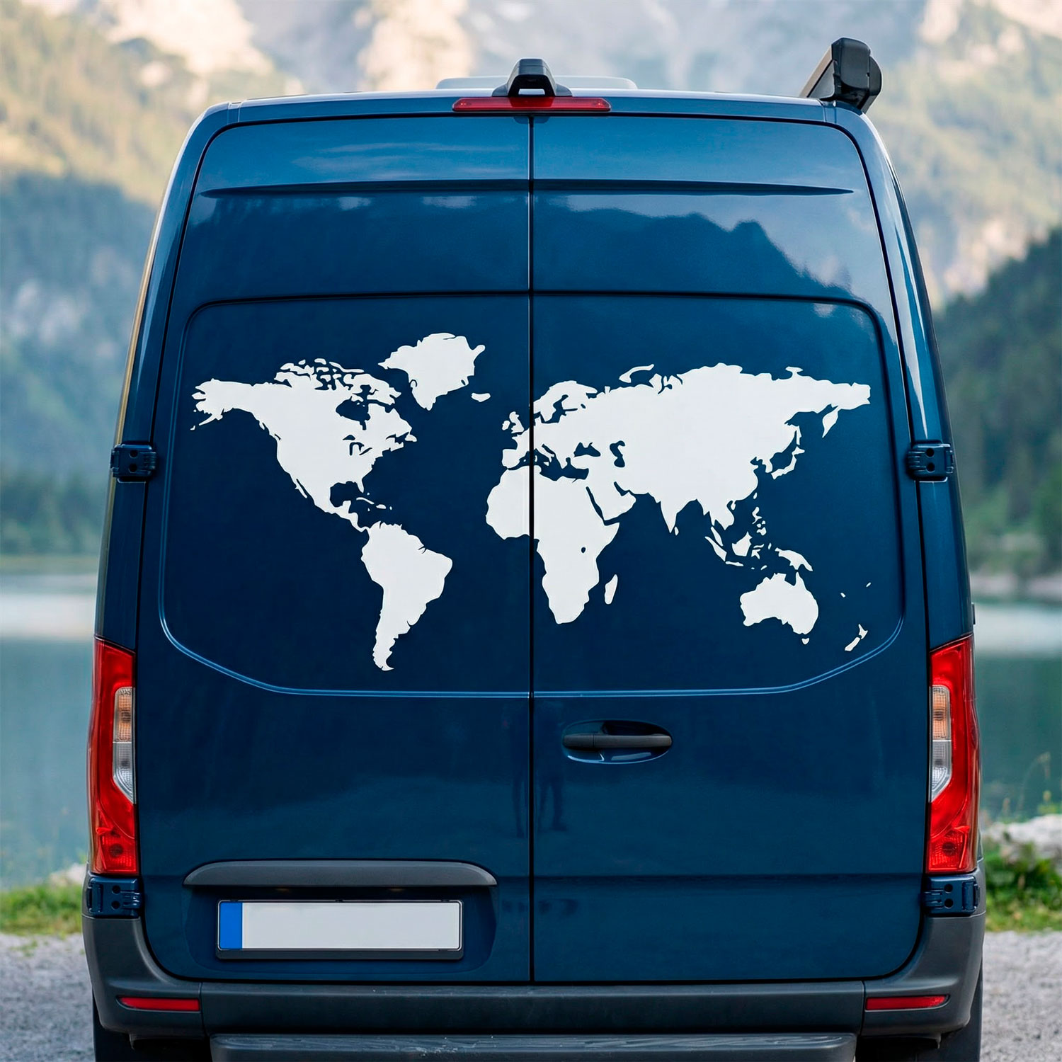 Camper van decals: Silhouette Map Mundi Low