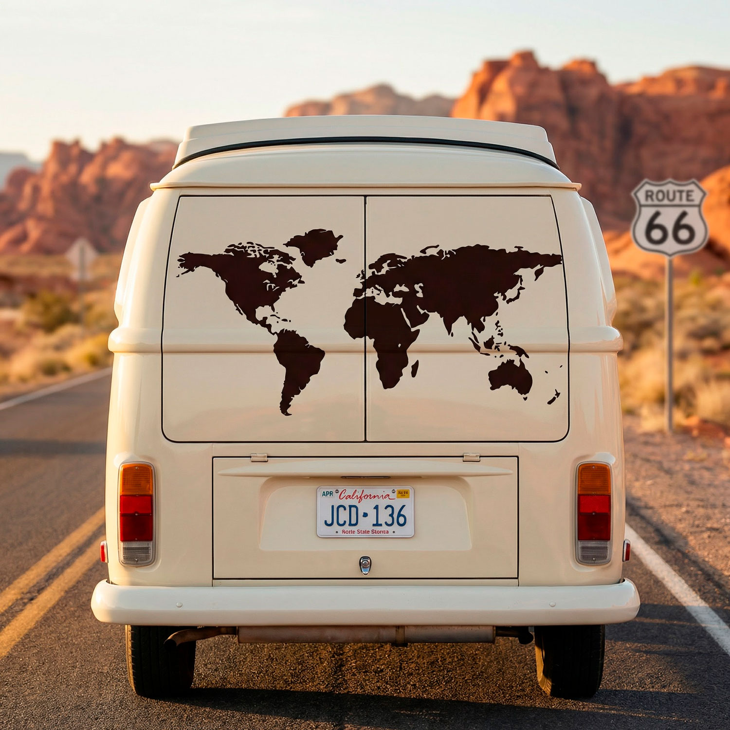 Camper van decals: Silhouette Map Mundi Low