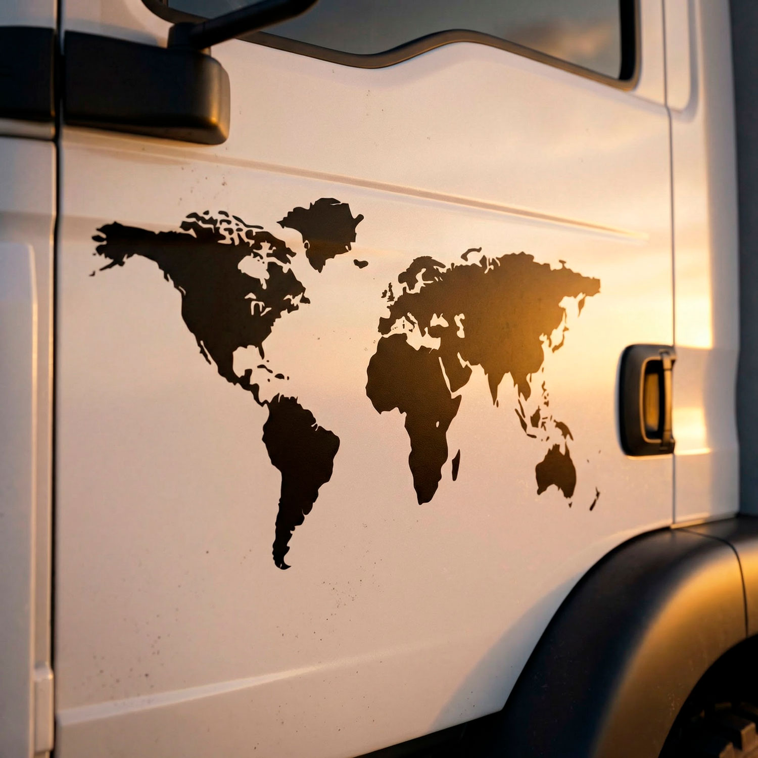Camper van decals: Silhouette Map Mundi Low
