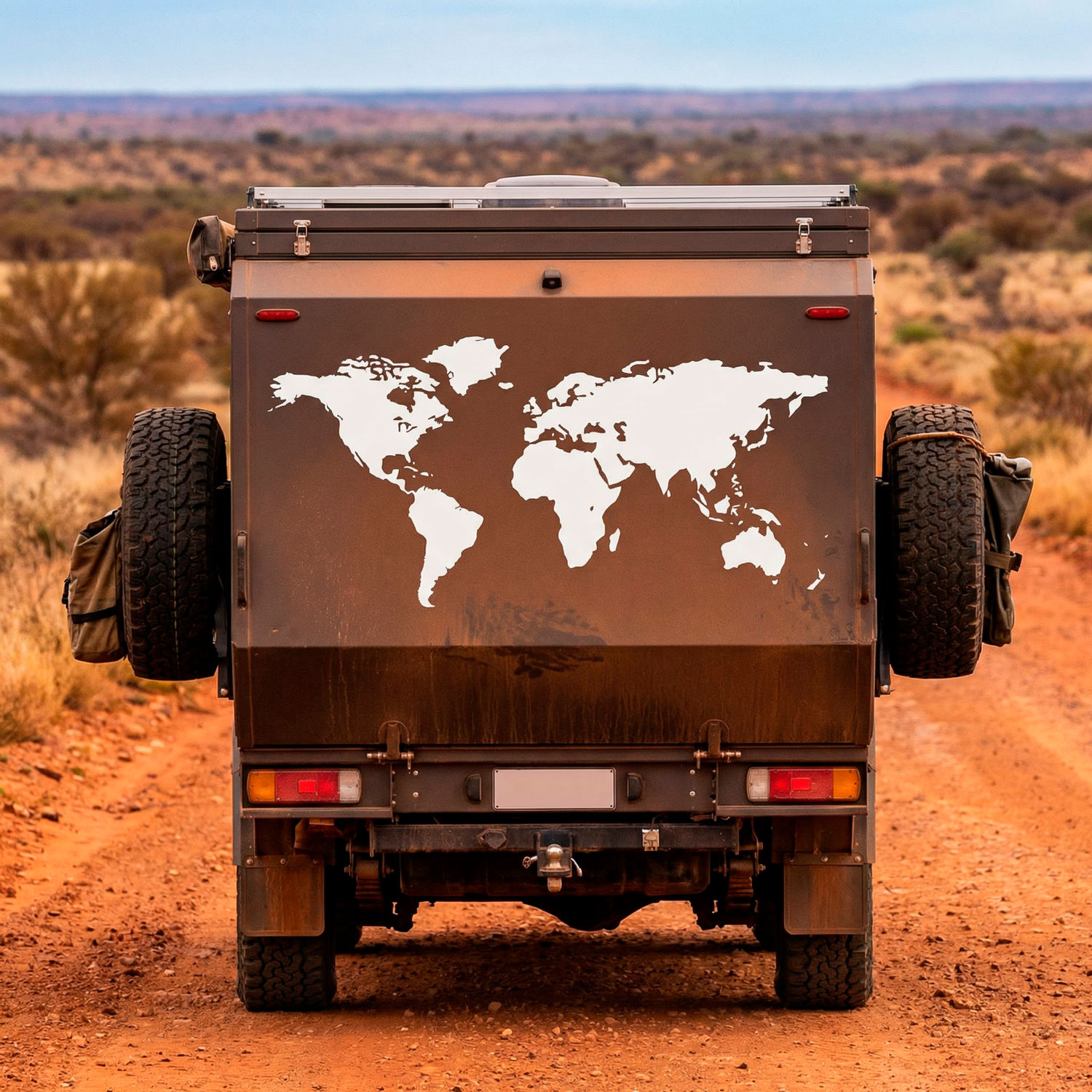 Camper van decals: Silhouette Map Mundi Low