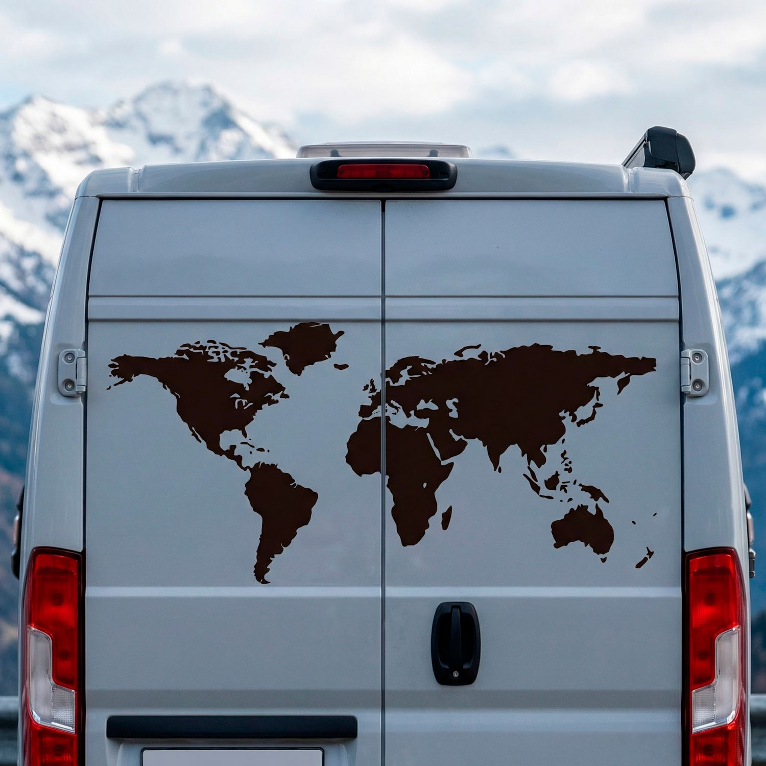 Camper van decals: Silhouette Map Mundi Low