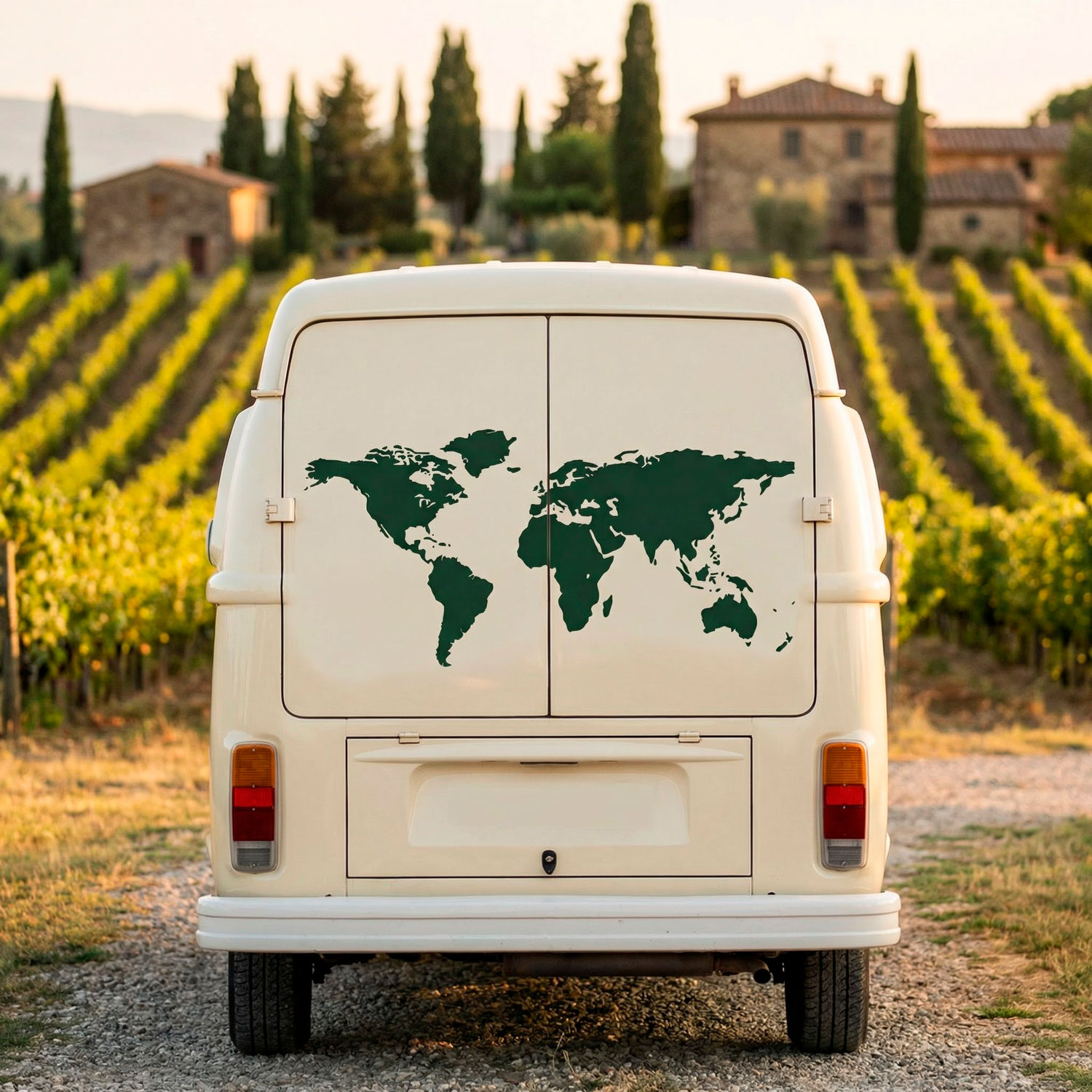 Camper van decals: Silhouette Map Mundi Low