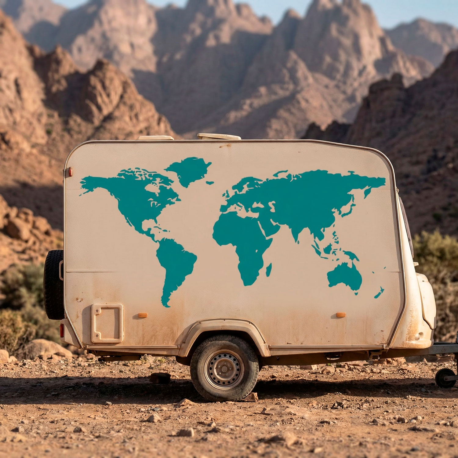 Camper van decals: Silhouette Map Mundi Low