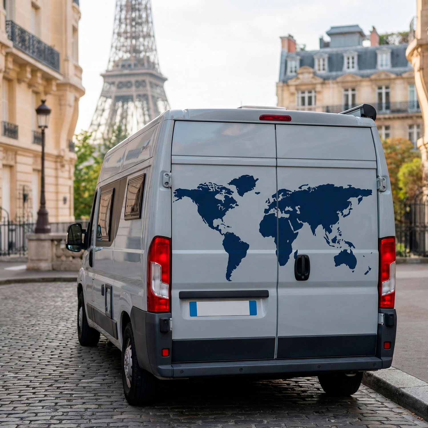 Camper van decals: Silhouette Map Mundi Low