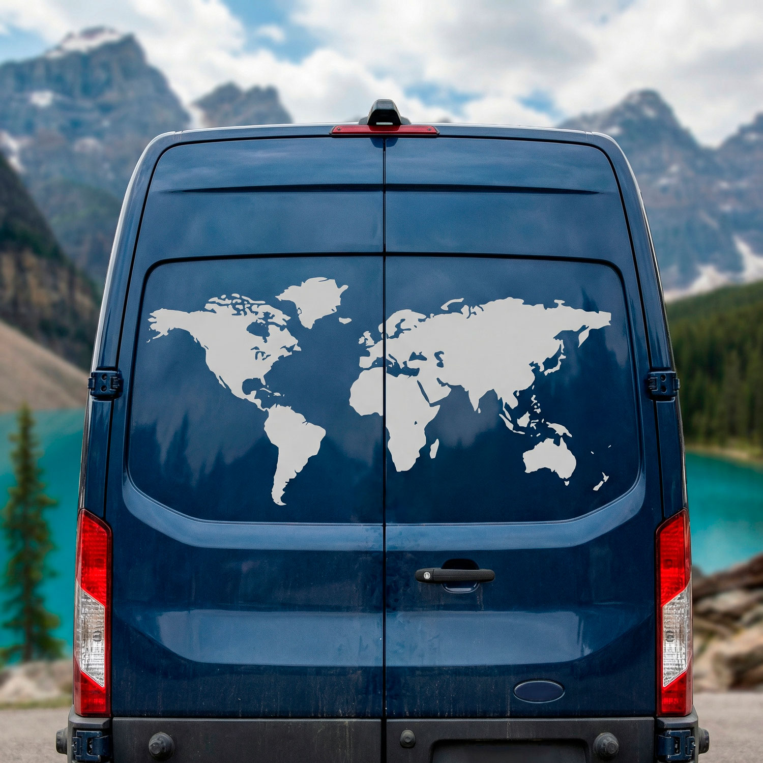 Camper van decals: Silhouette Map Mundi Low