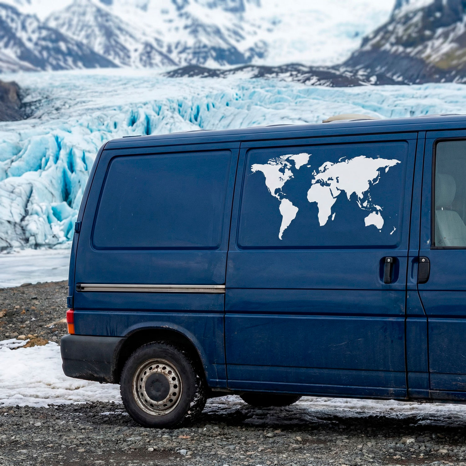 Camper van decals: Silhouette Map Mundi Low