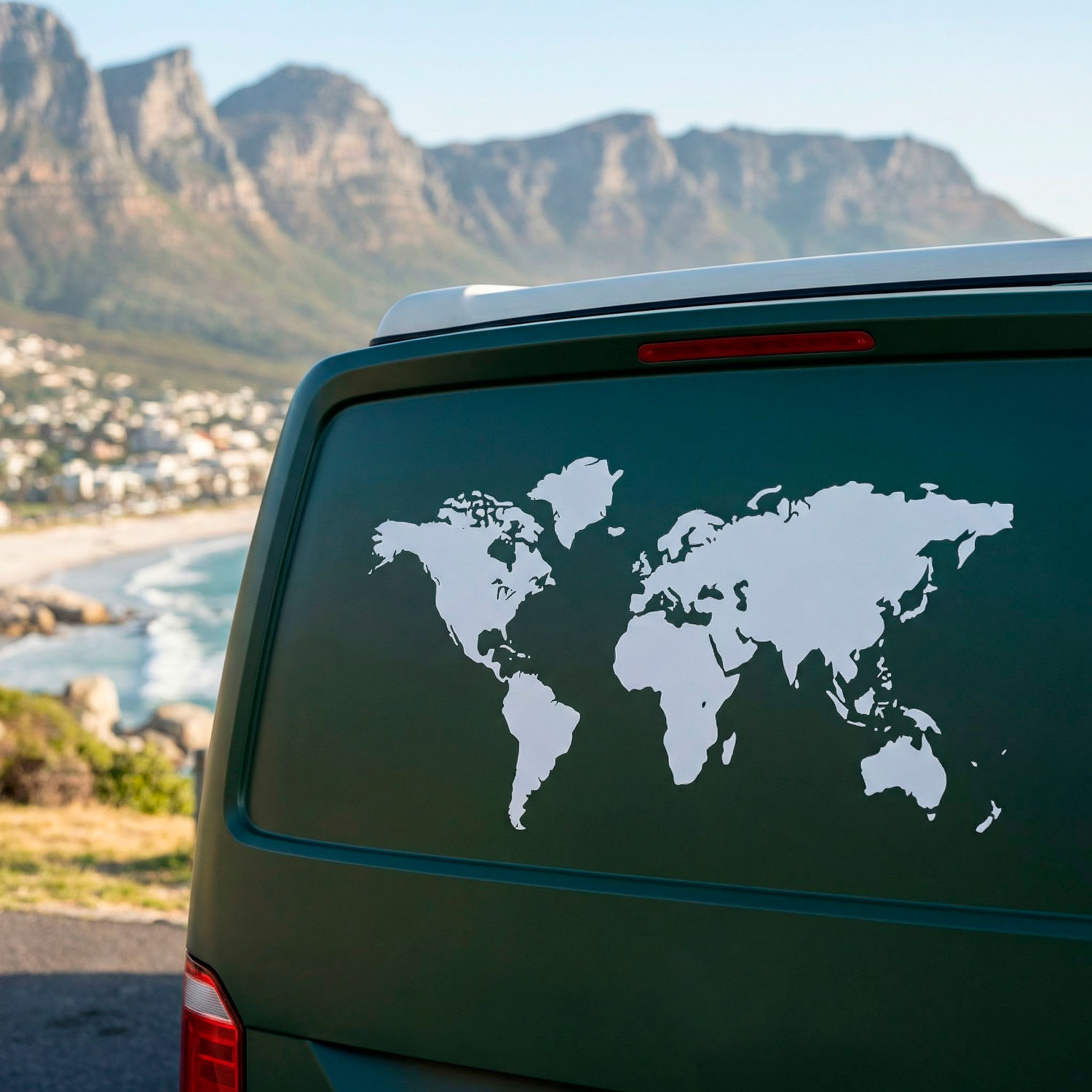 Camper van decals: Silhouette Map Mundi Low
