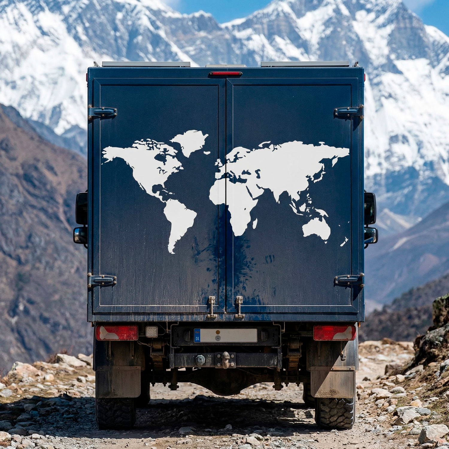 Camper van decals: Silhouette Map Mundi Low