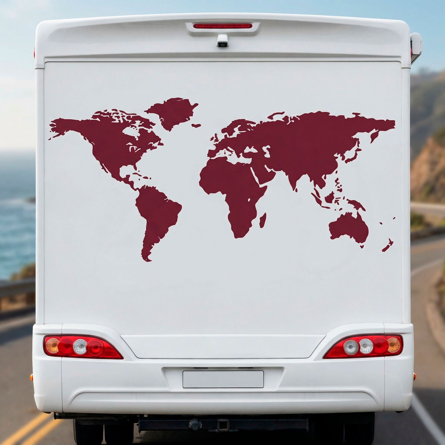 Camper van decals: Silhouette Map Mundi Low