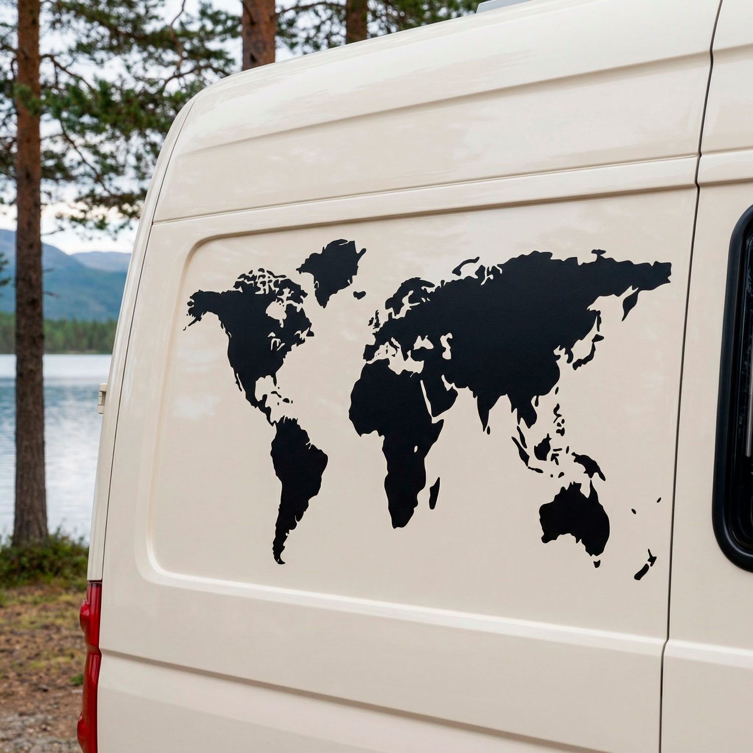 Camper van decals: Silhouette Map Mundi Low