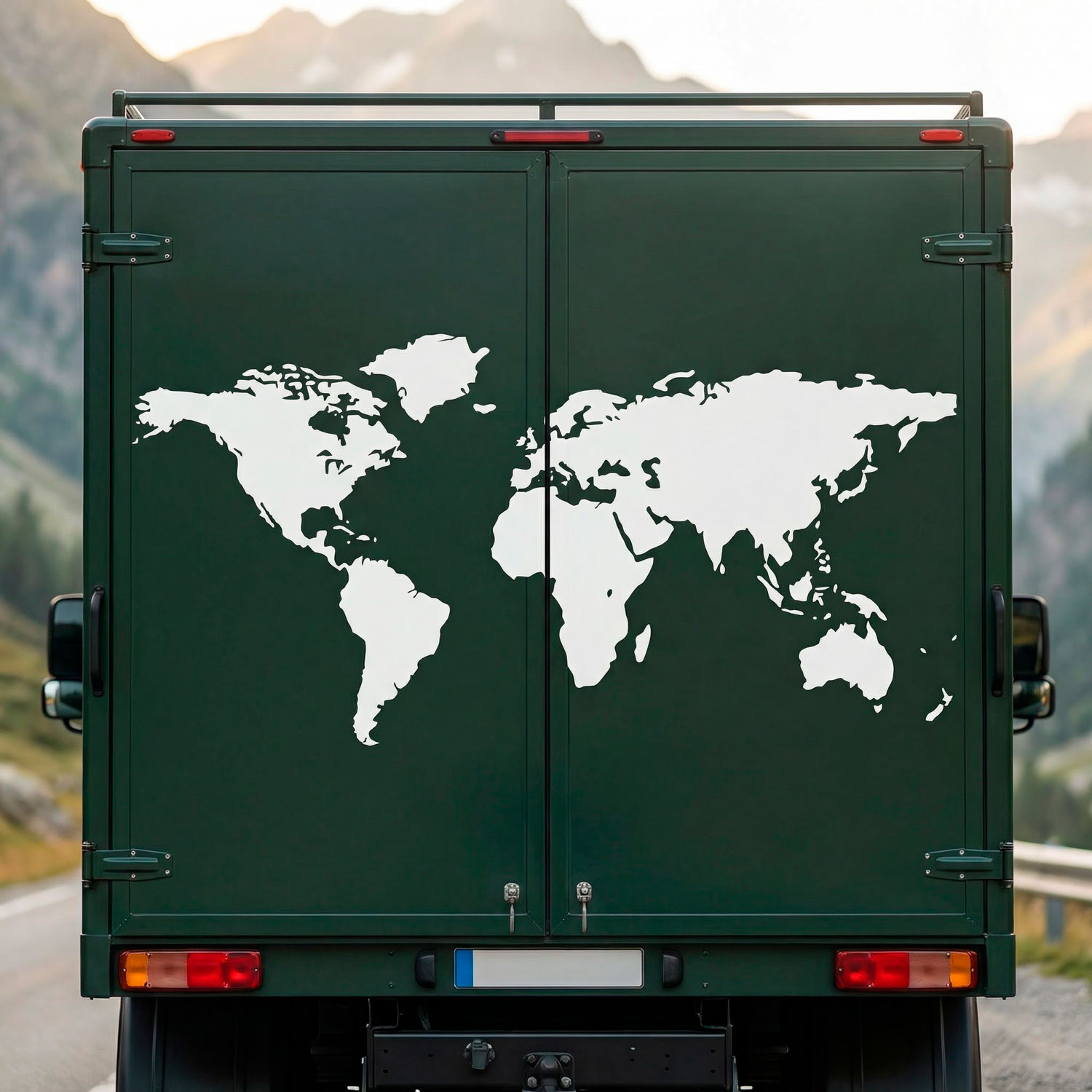 Camper van decals: Silhouette Map Mundi Low