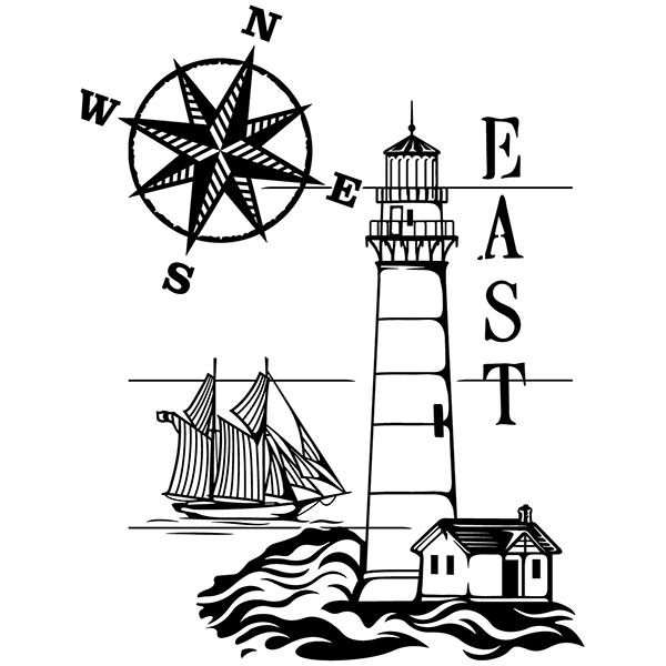 Car & Motorbike Stickers: Maritime Lighthouse and nautical Rose
