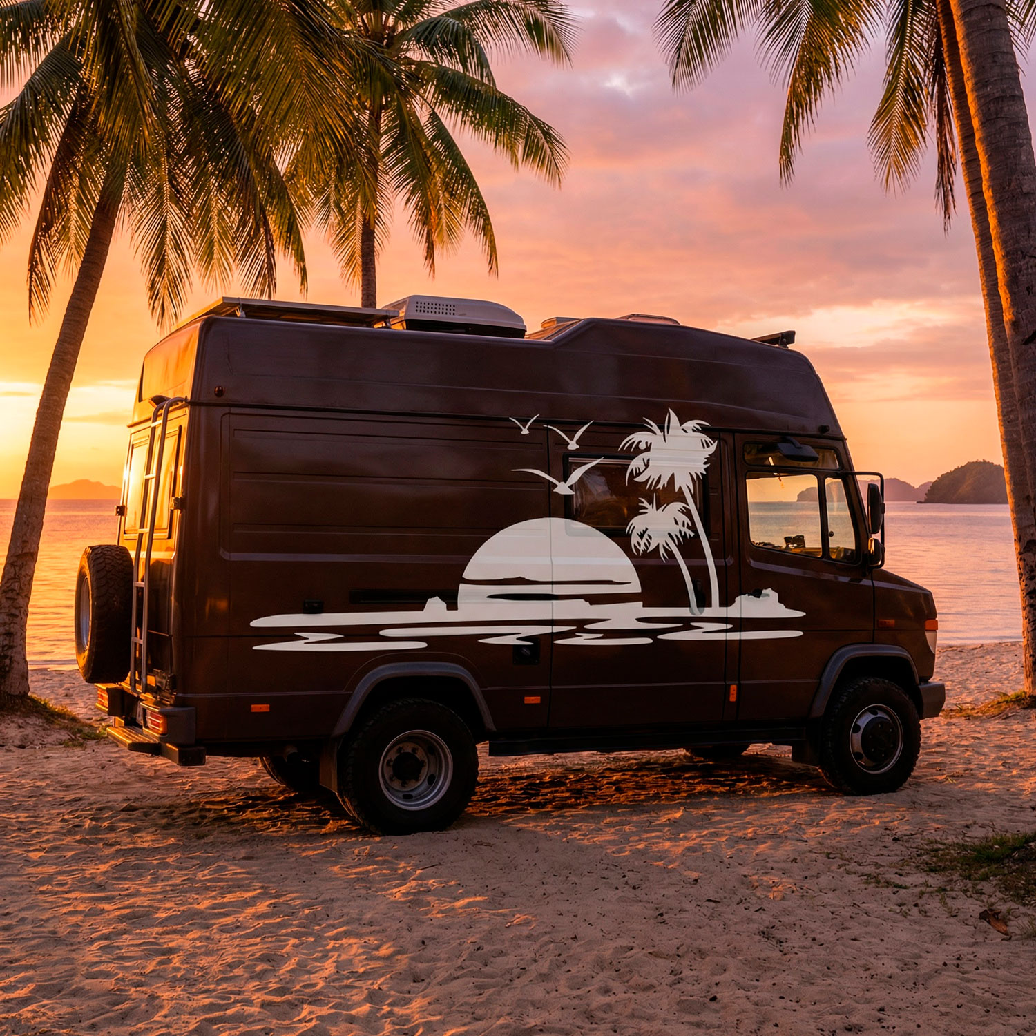 Camper van decals: Paradise Beach