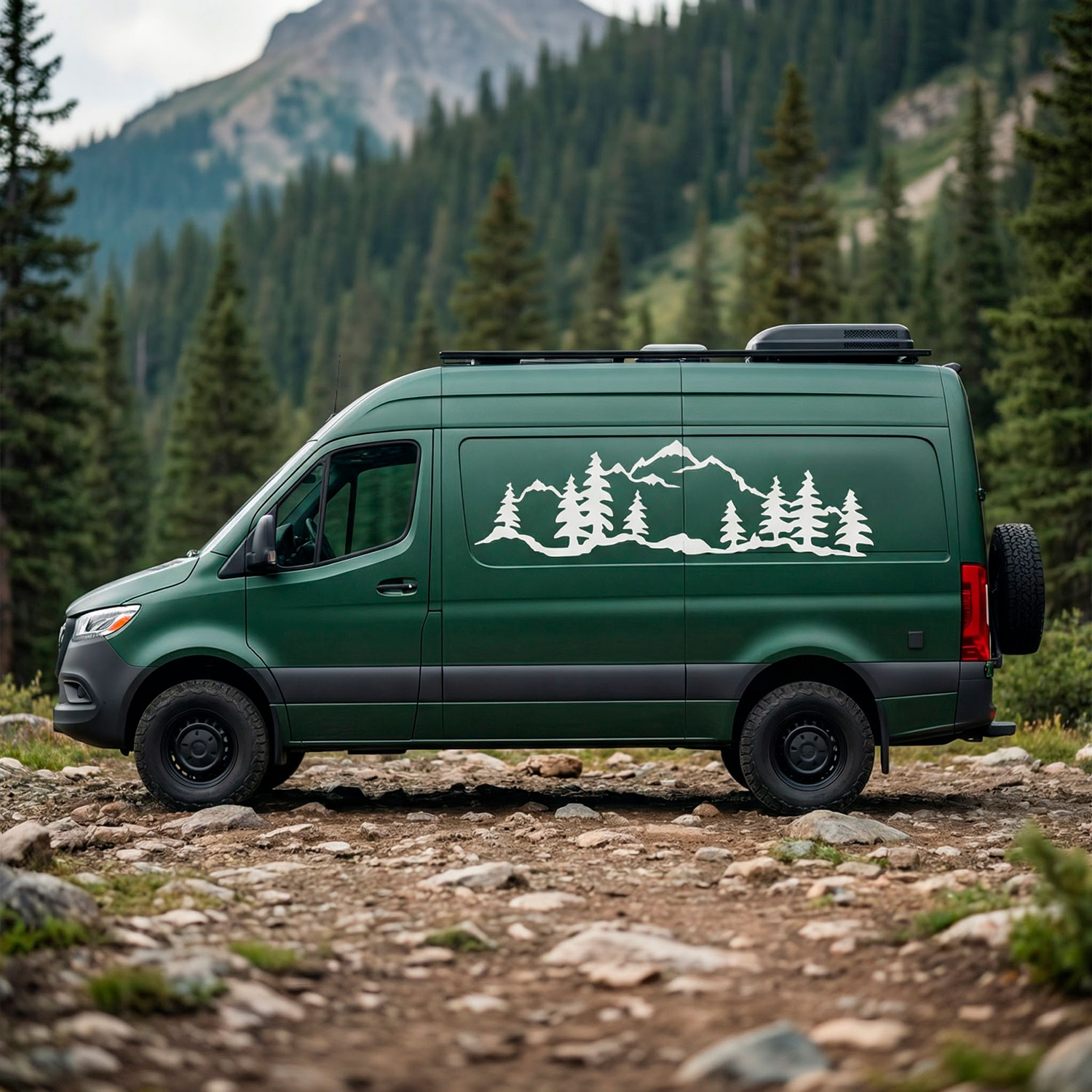 Camper van decals: Mountain forest