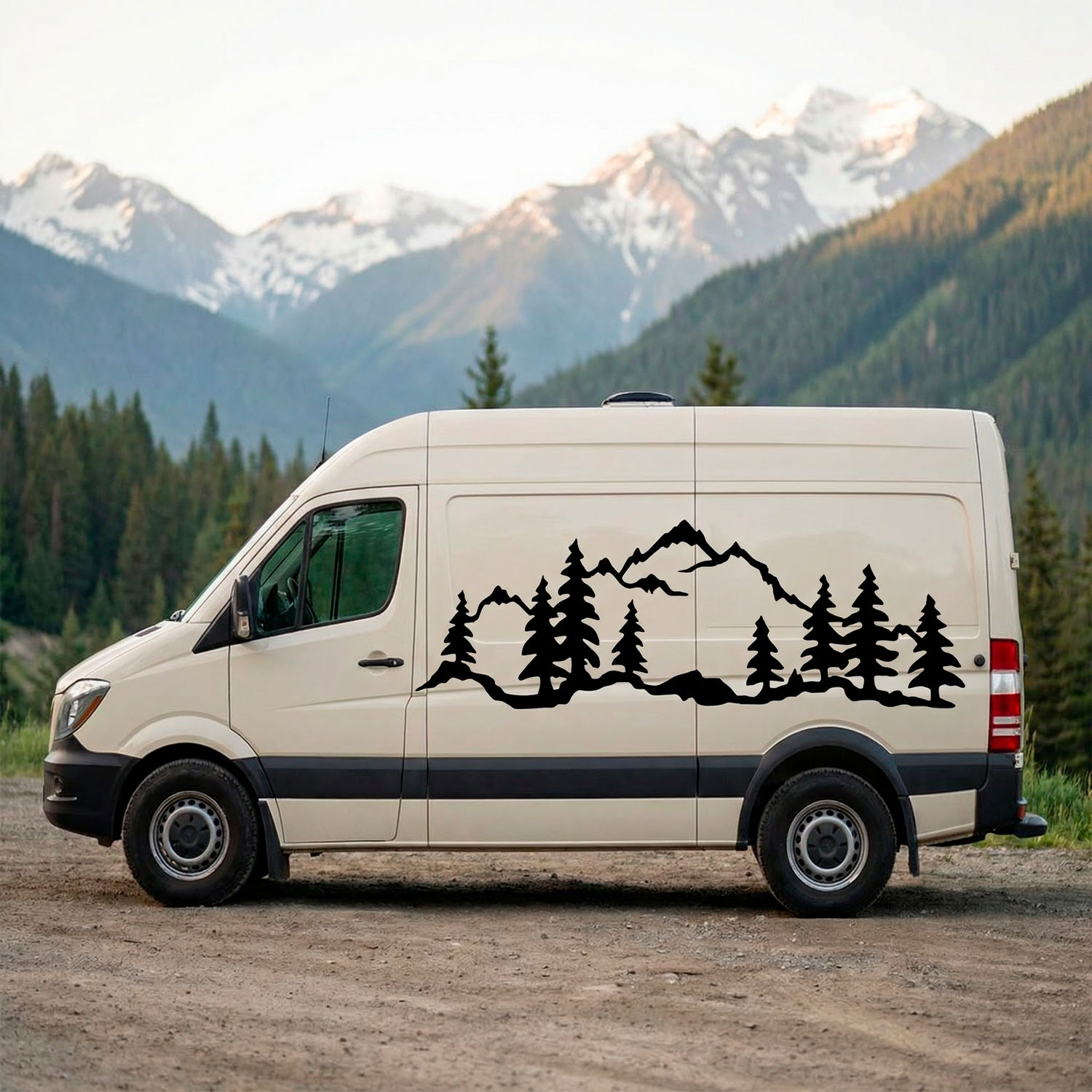 Camper van decals: Mountain forest