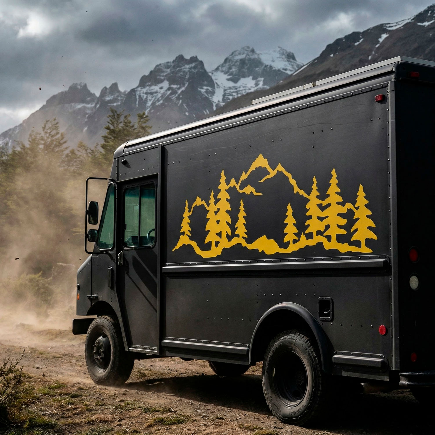 Camper van decals: Mountain forest