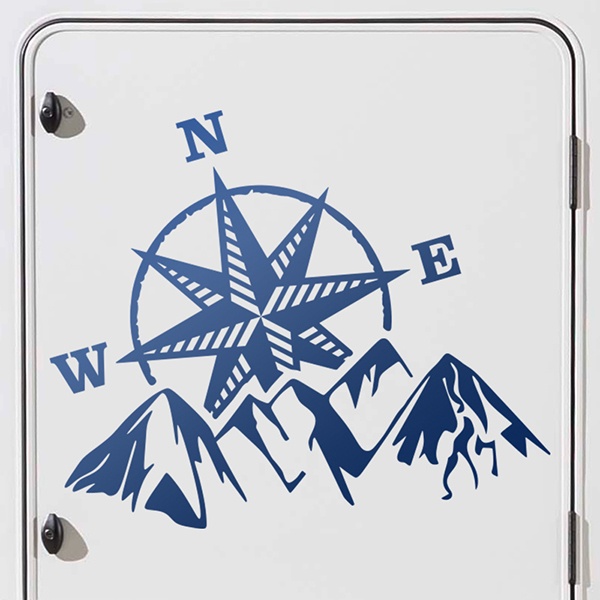 Camper van decals: Compass rose at the mountain