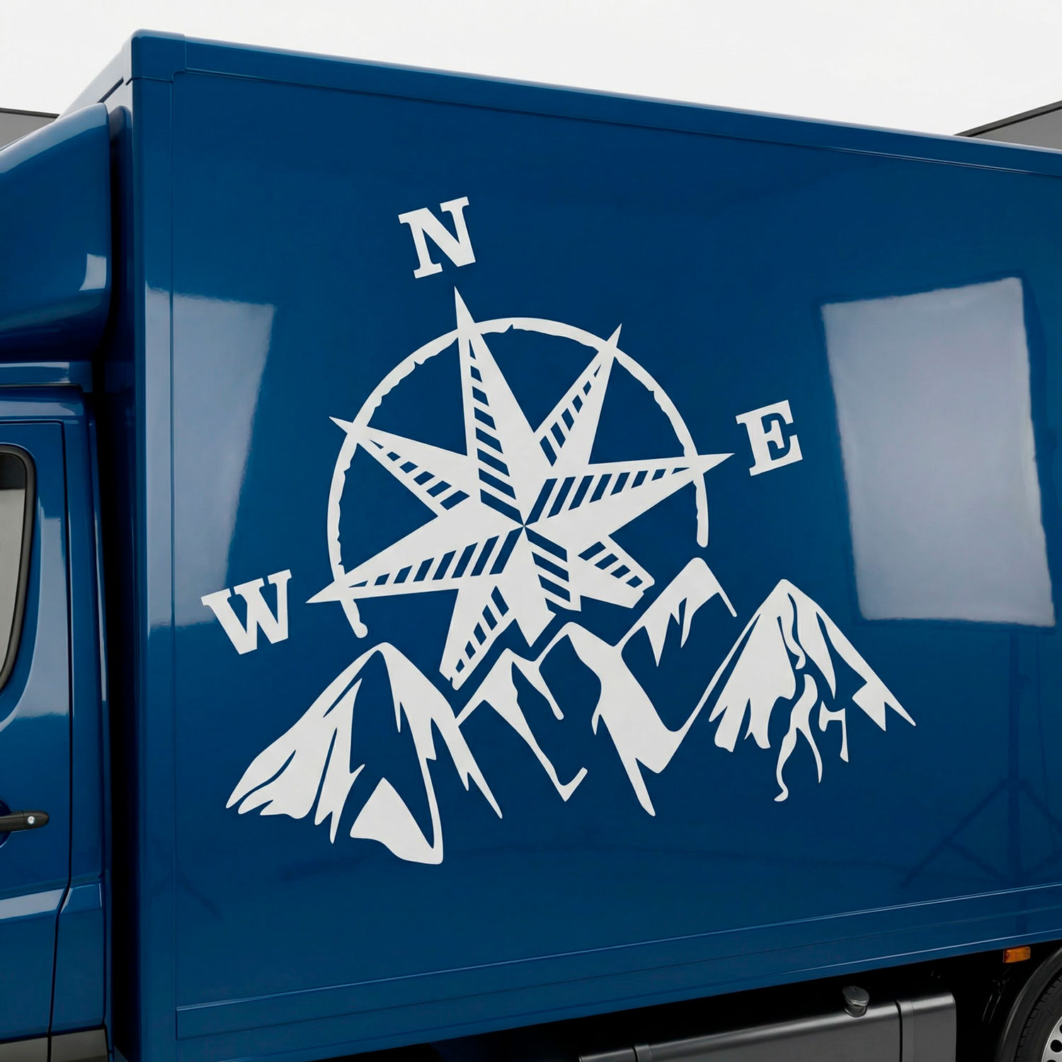 Camper van decals: Compass rose at the mountain
