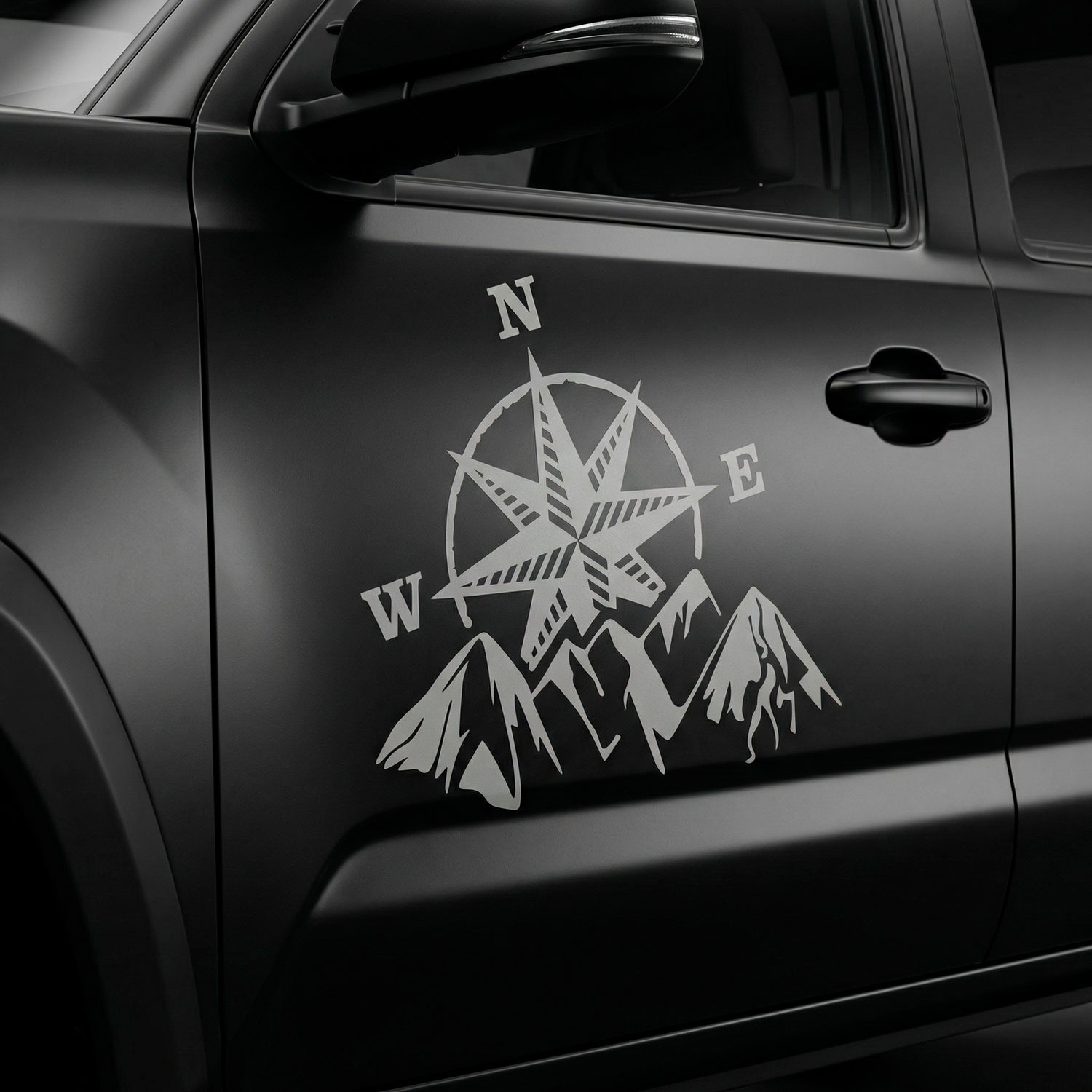 Camper van decals: Compass rose at the mountain