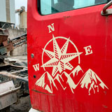 Camper van decals: Compass rose at the mountain 18