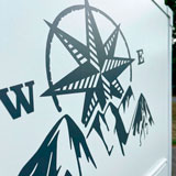 Camper van decals: Compass rose at the mountain 6