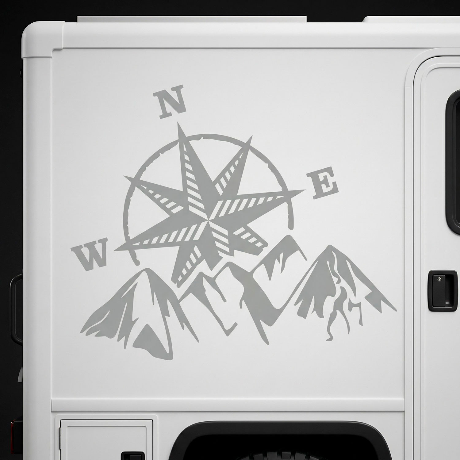 Camper van decals: Compass rose at the mountain