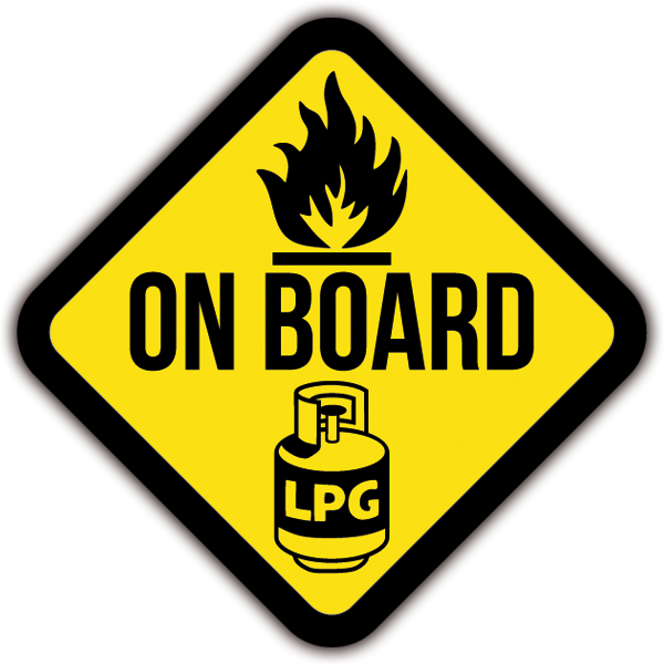 LPG Warning Sign for Caravans Motorhomes & Vehicles Sign Vinyl Sticker 2pc 