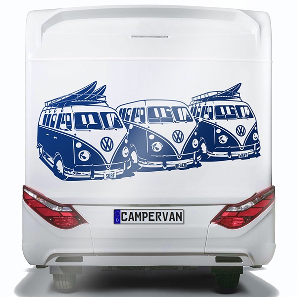 Camper van decals: Trio of surfer vans