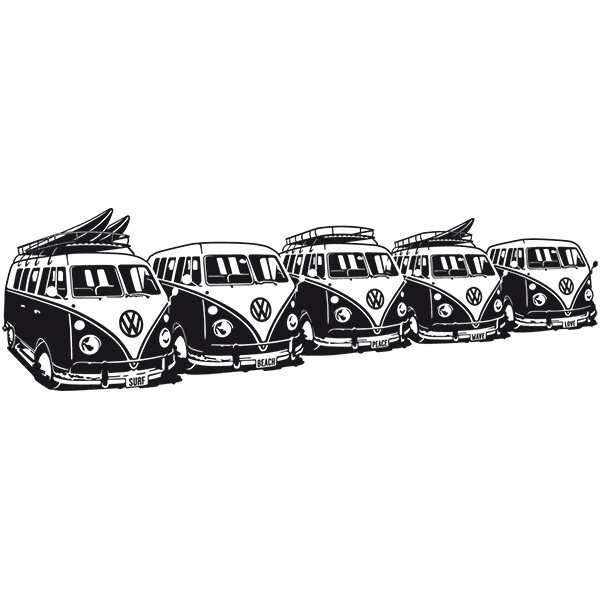 Camper van decals: Quintet of Surfer Vans