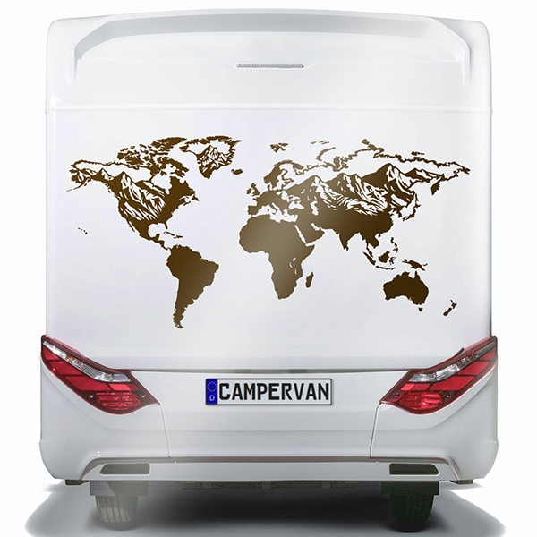 Camper van decals: Map of the Mountainous World