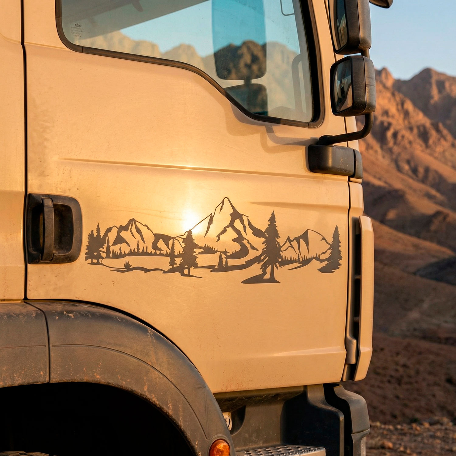 Camper van decals: Mountain landscape