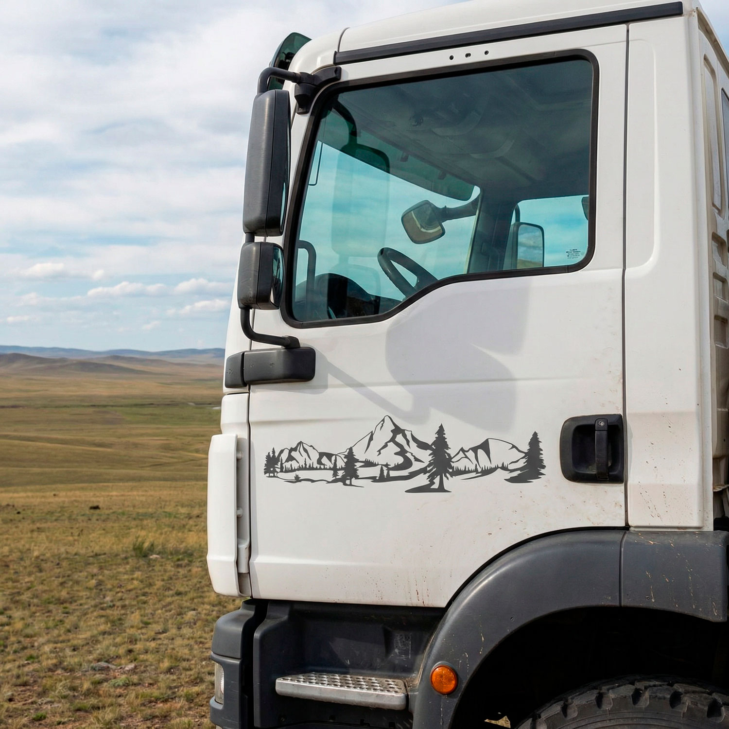 Camper van decals: Mountain landscape