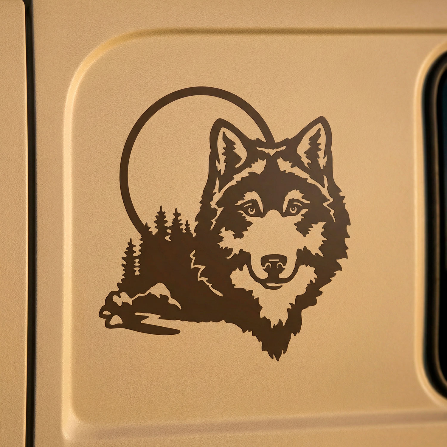 Camper van decals: Wolf in the forest