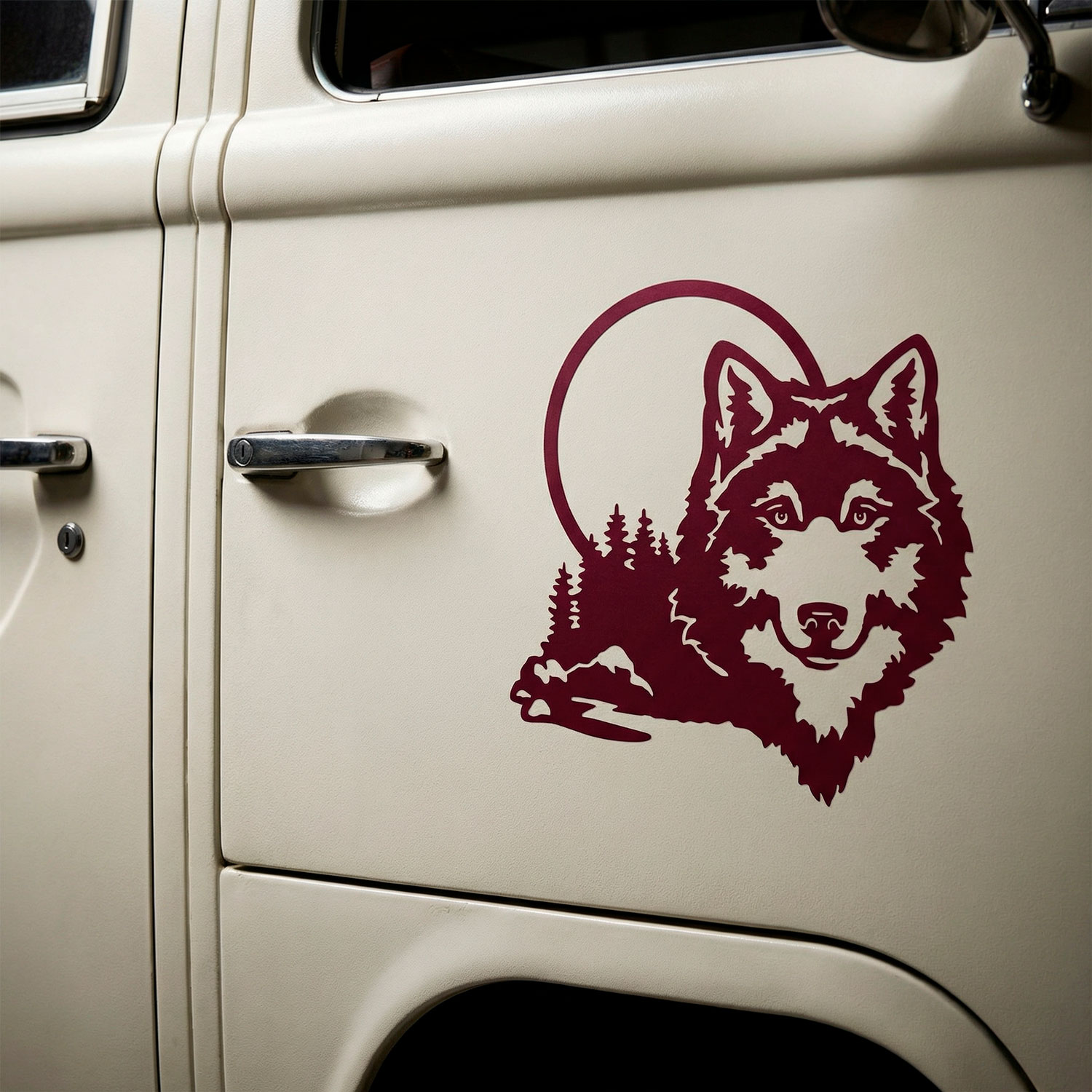 Camper van decals: Wolf in the forest