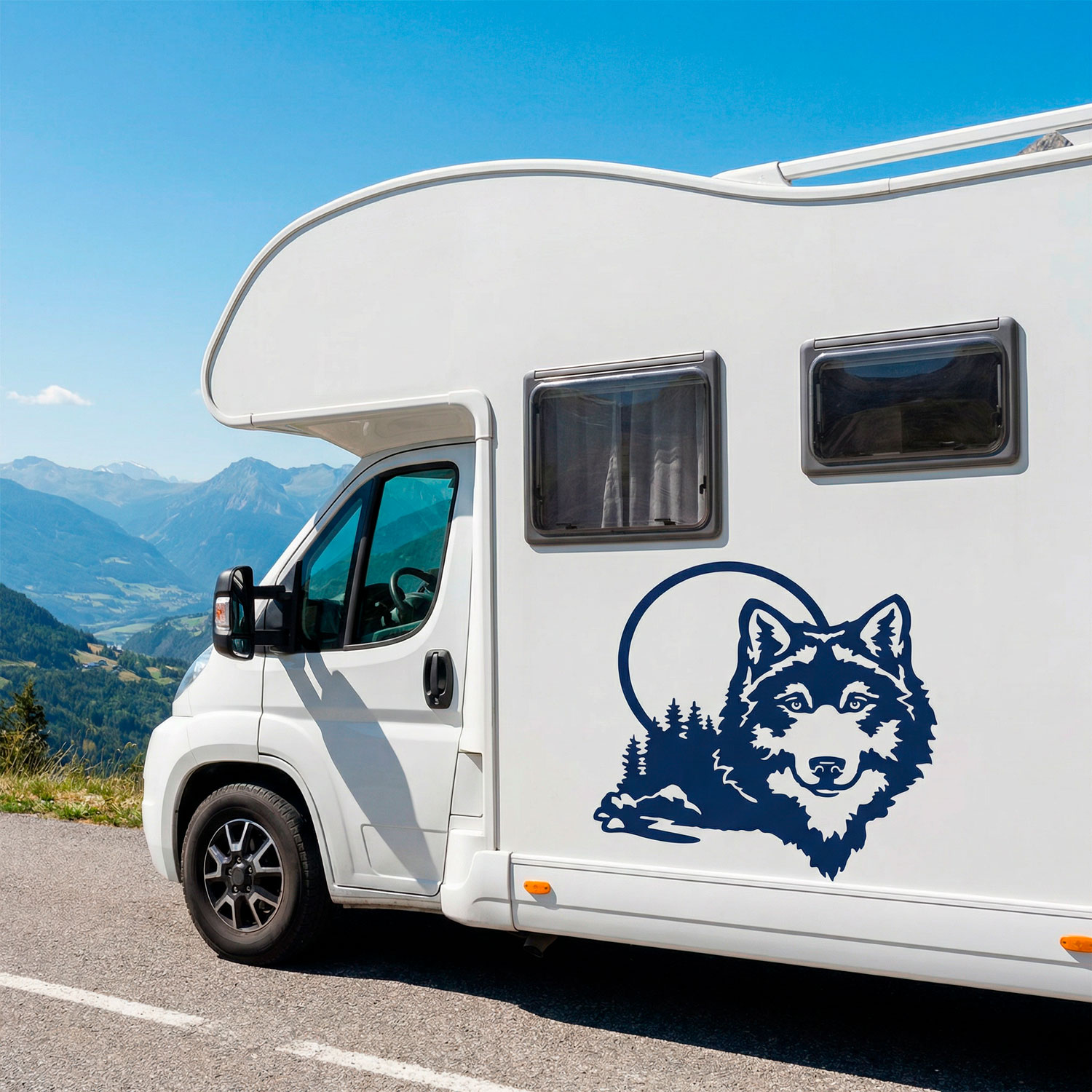 Camper van decals: Wolf in the forest