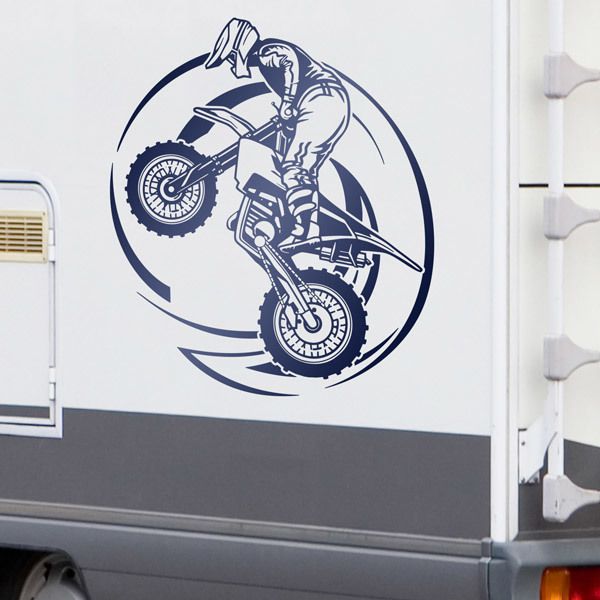 Camper van decals: Acrobatics on motorbike trail