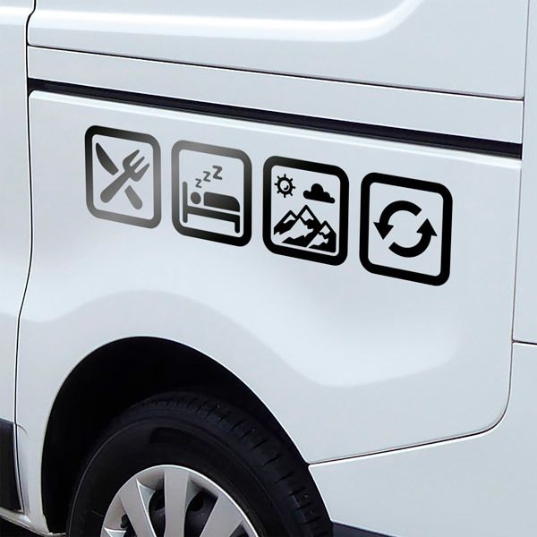 Camper van decals: Symbols mountain routine