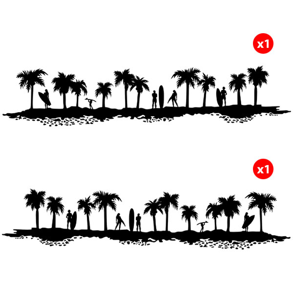 Camper van decals: Surfers on the beach