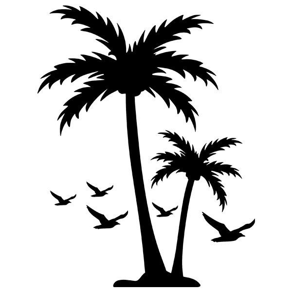 Camper van decals: Seagulls among palm trees