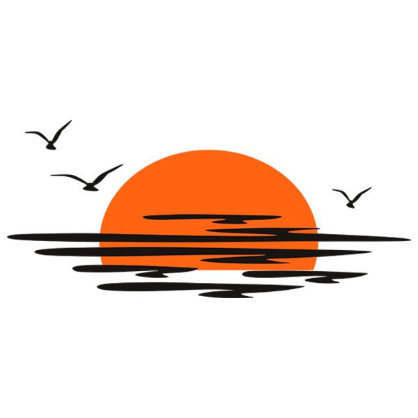 Camper van decals: Sunset among clouds and birds