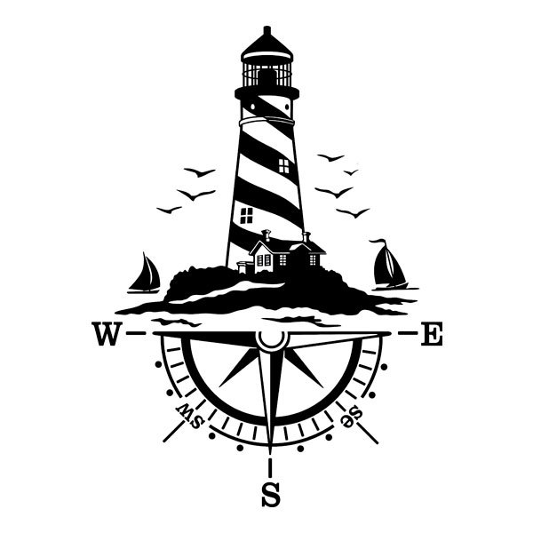 Camper van decals: Lighthouse and Comb of the Winds