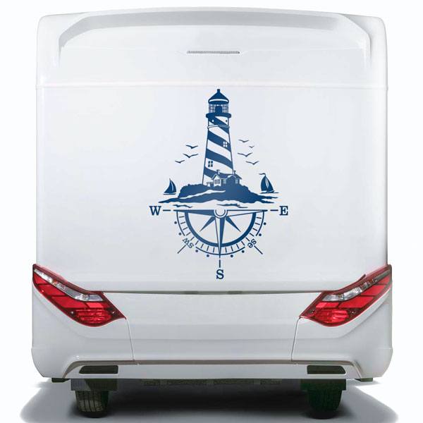 Camper van decals: Lighthouse and Comb of the Winds