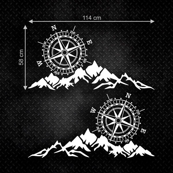 Camper van decals: Wind Rose and Mountains